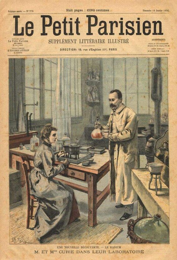 Marie and Pierre Curie in their laboratory edition of Le Petit Parisien newspaper, January 1904 ✍️