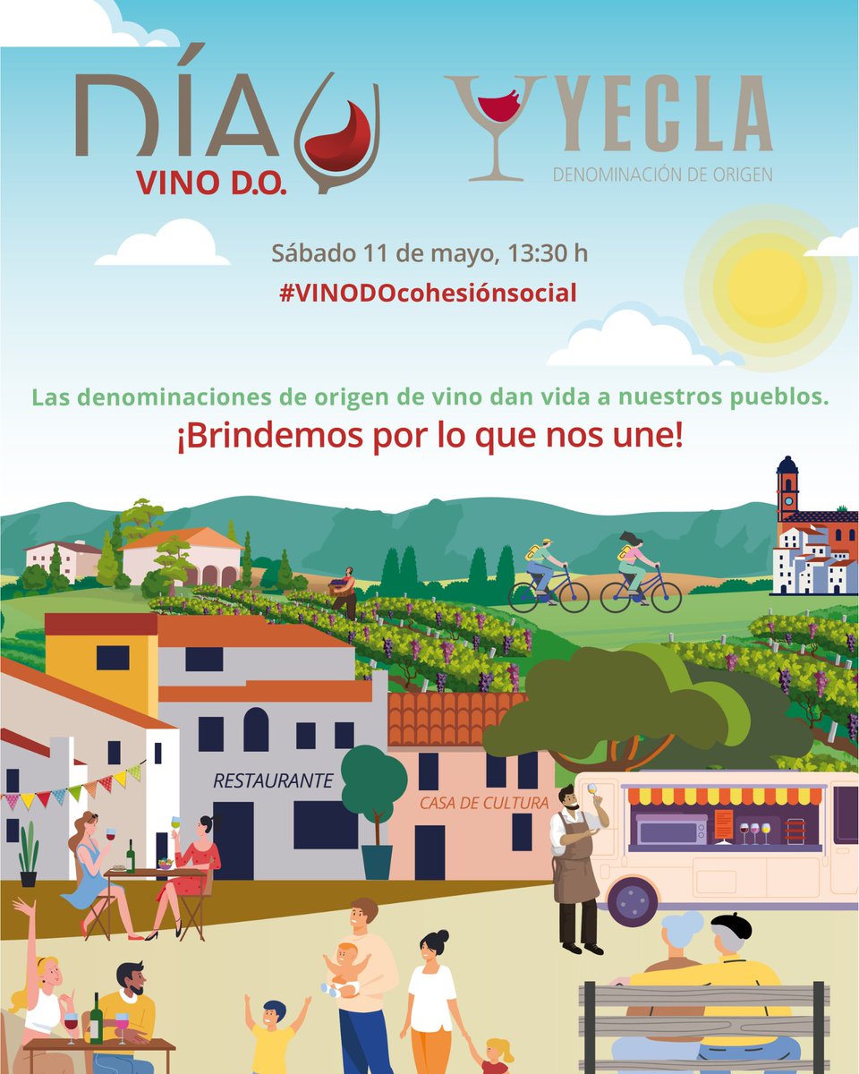 🍇El sábado 11 de mayo, la #DOPYecla reconoce el trabajo del Instituto Murciano de Investigación y Desarrollo Agrario y Medioambiental IMIDA por su apoyo al sector vitivinícola en la Región de Murcia. 📅 El Día del Vino DO comienza a las 12:30 horas con una degustación de vinos.