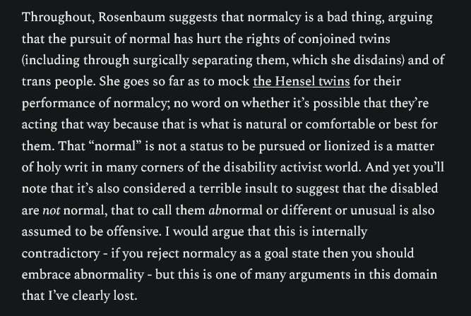 From Freddie DeBoer's latest eviscerating the ridiculous @TheAtlantic article by S.I. Rosenbaum. Do you see the common theme in all of this? A rejection of normalcy. Insane lunacy. Pathocratic.