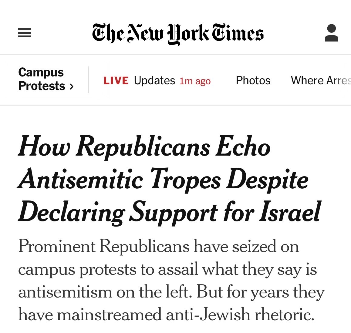 The New York Times and many other Democrats still do not get it. Who gives a shit about “tropes” when most Jewish students aren’t allowed to walk on their college greens?