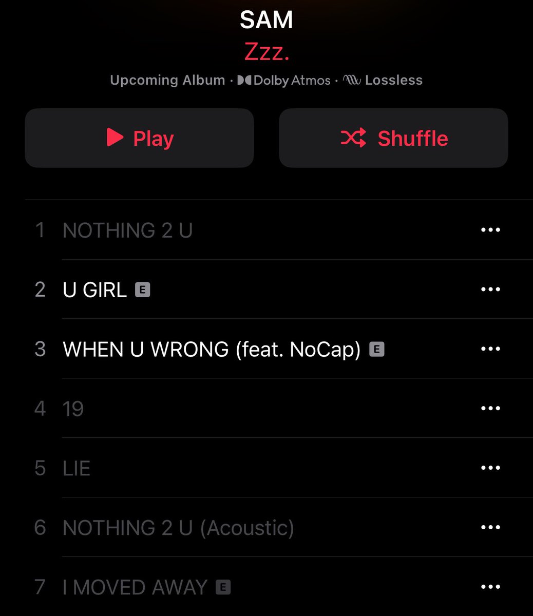 ZzzExclusives's tweet photo. COVER ART + TRACK LIST to Zzz.’s
upcoming album titled ‘SAM’.

7 tracks, out May 17th 2024. 💤 https://t.co/1SpU6jFDUw