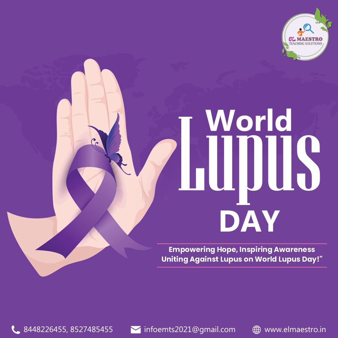 TeachingEl's tweet image. Join El Maestro Teaching Solutions this World Lupus Day as we Empower Hope, Inspire Awareness, and Unite Against Lupus!

Contact us at 8448226455, 8527485455 or infoemts2021@gmail.com.
Visit elmaestro.in to learn more.

#ElMaestro #TeachingSolutions #WorldLupusDay