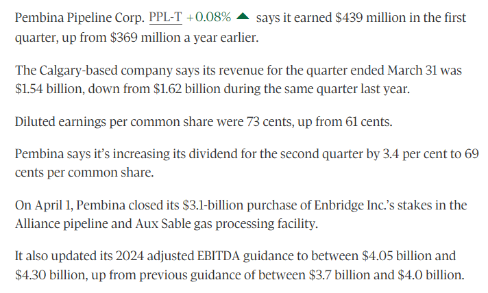 Good News from Pembina Pipeline 😃