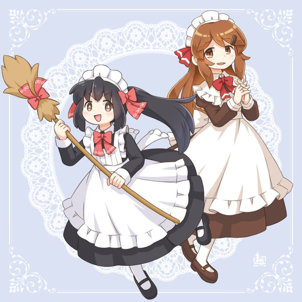 「#メイドの日 なのでユリスガルドのほんものメイド、コルネッタ&クロワ。メイドさん」|きたがわ水月のイラスト