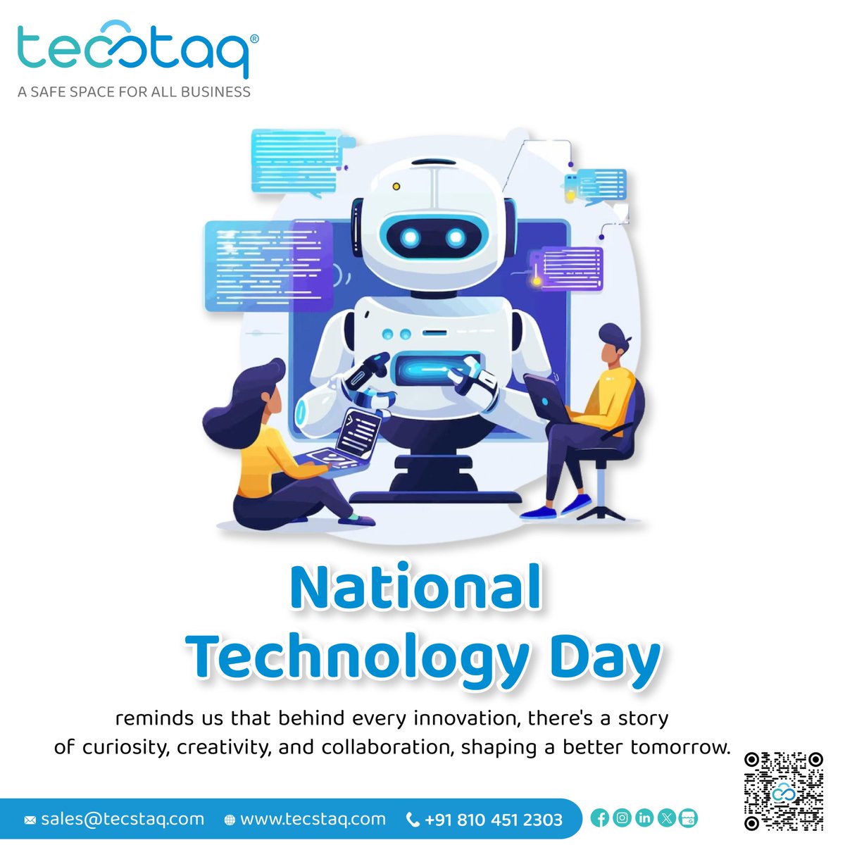 Celebrating National Technology Day with pride! Our commitment: delivering tailored IT solutions that elevate your business, be it on the cloud or on-premises. Let's continue shaping the future of tech together. #TecStaq #GreenAims #NationalTechnologyDay #TechSolutions