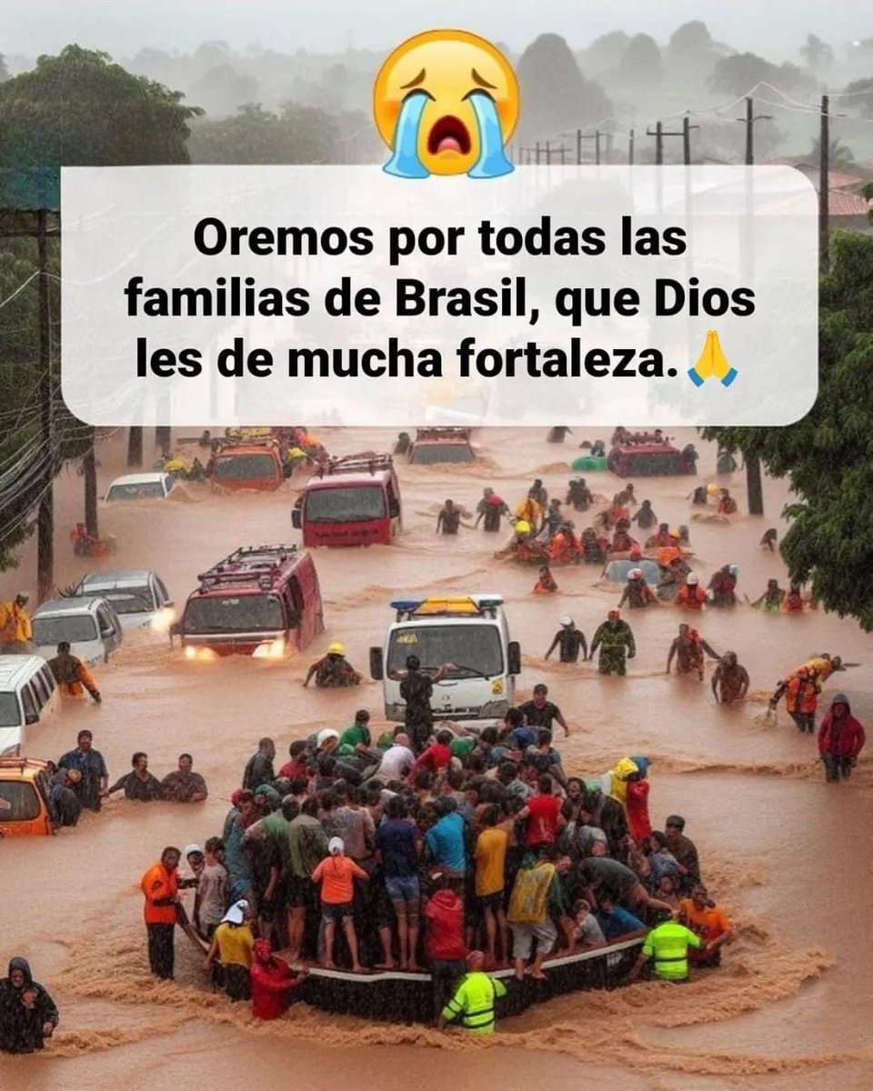 Unámonos en oración por nuestro hermanos brasileros 🙏🏼 Mis condolencias para las familias que han fallecido sus parientes en estas inundaciones 😱 💔y que puedan hayar las personas desaparecidas 🥹🙏🏼fuerza les mando un fuerte abrazo! Que el señor les proteja 🙏🏼✨