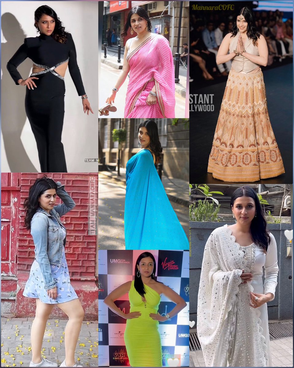 Look at the range of looks and outfit - it will be not wrong to call Mannara - Style Icon.
Just as she looks ravishing in sari, she is graceful in westerns.
Thanks #MannaraChopra - keep Vibing and keep slaying in style

#mannarians #MannaraKiTribe #DheereDheere <a href="/memannara/">Mannara Chopra</a>