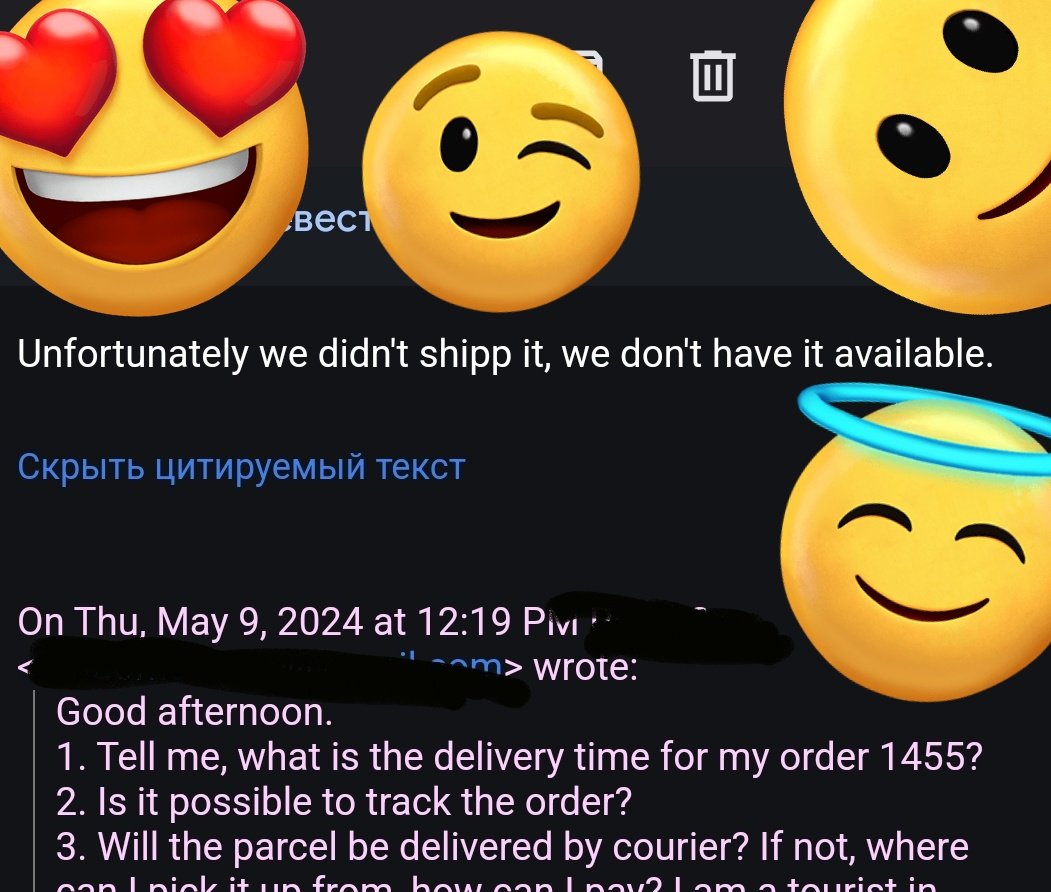Мы сербский интернет магазин, и мы не хотим продавать товары за деньги🫣😠
Мы хотим обещать доставку за 2 дня, а игнорить неделю🥰. Потом пришлем имейл💌, что посылка в пути.🥹
А ещё через 3 дня игнора скажем:
кип калм, дружок🤗 мы ничего не отправляли😜 да и товара у нас нет 🤡