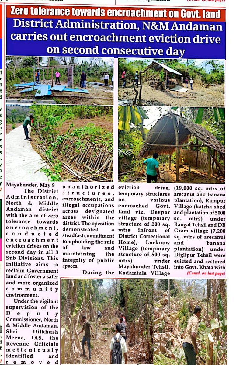 DC_NMAndaman's tweet image. District administration&apos;s zero tolerance towards encroachment sends a clear message: Govt. lands are not up for grabs. Vital for maintaining order and community well-being. #ZeroTolerance #PublicSpaces