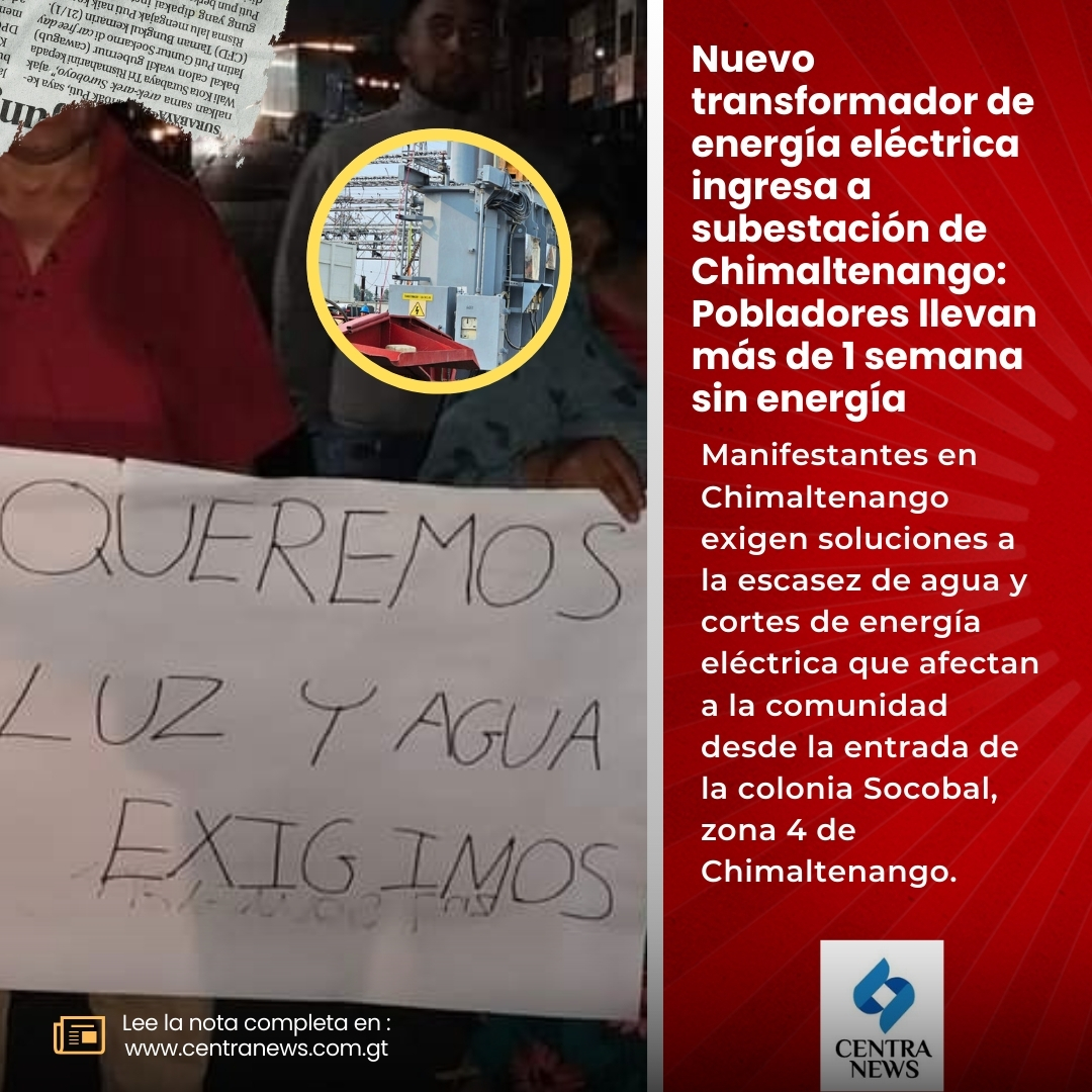 💡 ❌ #NacionalesGT | Nuevo transformador de energía eléctrica ingresa a subestación de Chimaltenango: Pobladores llevan más de 1 semana sin energía.

✍️ Los detalles: lc.cx/aYxvL6

#AHORA #Guatemala #URGENTE #Chimaltenango