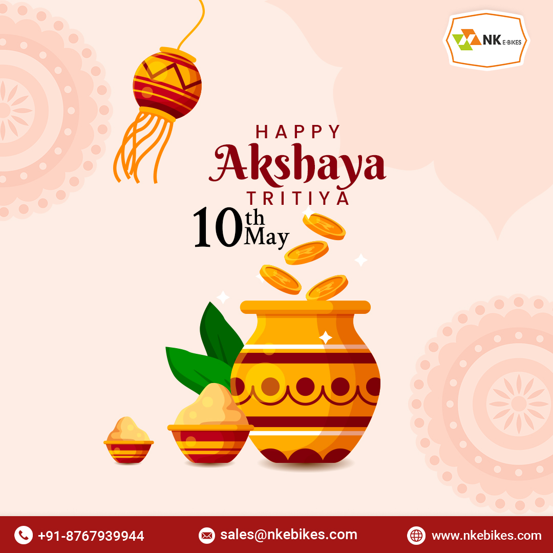 🍀 Let the auspicious energies of Akshaya Tritiya bless us with the strength to overcome challenges 🌟 and the courage to chase our dreams relentlessly. 🌷 Happy Akshaya Tritiya!

#NkeBikes #AkshayTritiya #akshayatritiya2024 #Happiness #Blessings #wishesbyme #CourageToBeReal