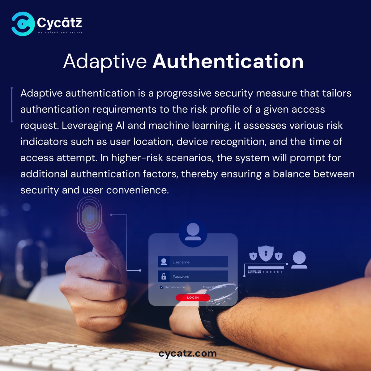 #CyCatz #Cybersecurity Adaptive Authentication

#cyberawareness #cyberattack #breaches #databreaches #cybercrime #darkwebmonitoring #SurfaceWebMonitoring #mobilesecurity #emailsecurity #vendorriskmanagement #BrandMonitoring #authentication