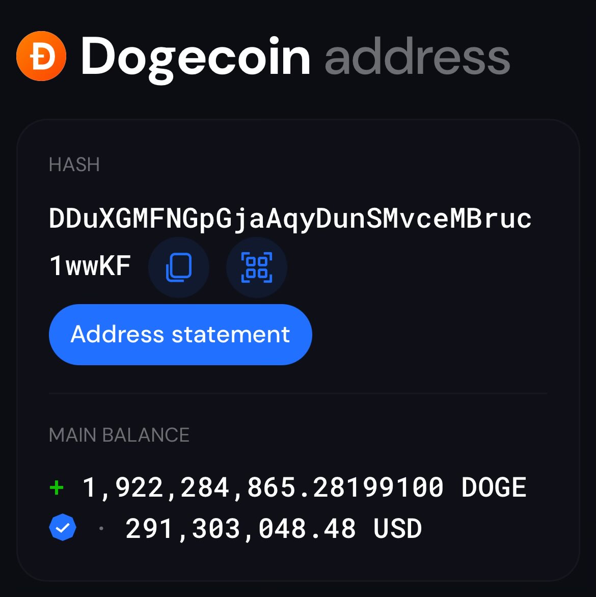 Another mega $DOGE transaction from @RobinhoodApp to DDuXGMFNGpGjaAqyDunSMvceMBruc1wwKF

120m $DOGE bringing whale to $291m balance. 

blockchair.com/dogecoin/addre…