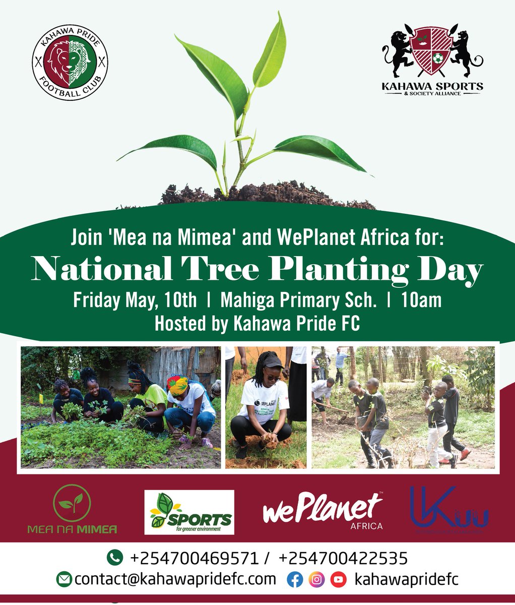 Today we join Kahawa Pride FC for the 2nd National Tree Planting Day at Mahiga Primary School, Nairobi! 

Let's plant trees 🌳🌴 to combat climate change by reducing carbon in the atmosphere. #Jazamiti #EnvironmentalAction

@Ukuu_org