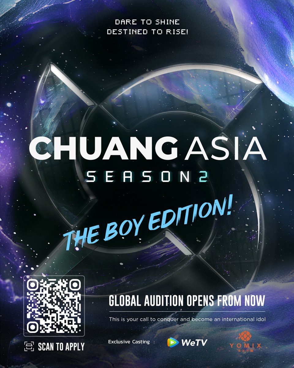 CHUANG ASIA SS2 เปิดรับสมัครเด็กฝึก Boy Group แบบ Global Audition 

คุณสมบัติ : เพศชาย ไม่จำกัดสัญชาติทักษะ ร้องเพลง แร็พ เต้น หรือมีความสามารถพิเศษอื่นๆ

ตั้งแต่วันนี้ถึง 30 ก.ย.นี้
chuangasia.wetv.vip/season2/index.…

#CHUANGAsiaS2
#CHUANG_ASIA_GLOBALAUDITION 
#TPOP #KINGOFTPOP #TheEraTPOP