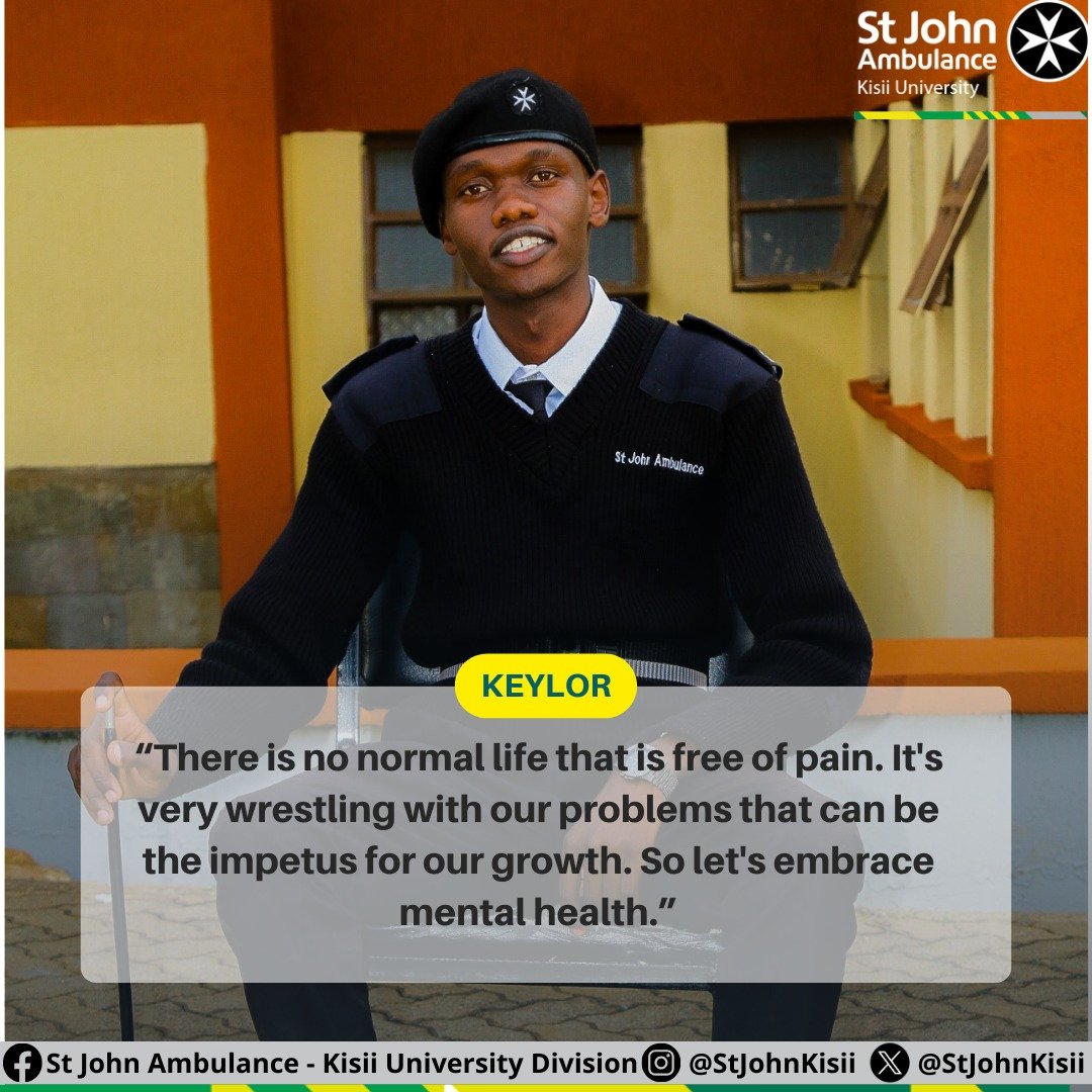 'There is no normal life that is free of pain. It's very wrestling with our problems that can be the impetus for our growth. So let's embrace mental health.' KEYLOR #StJohnKisii #mentalhealthawareness #KisiiUniversity