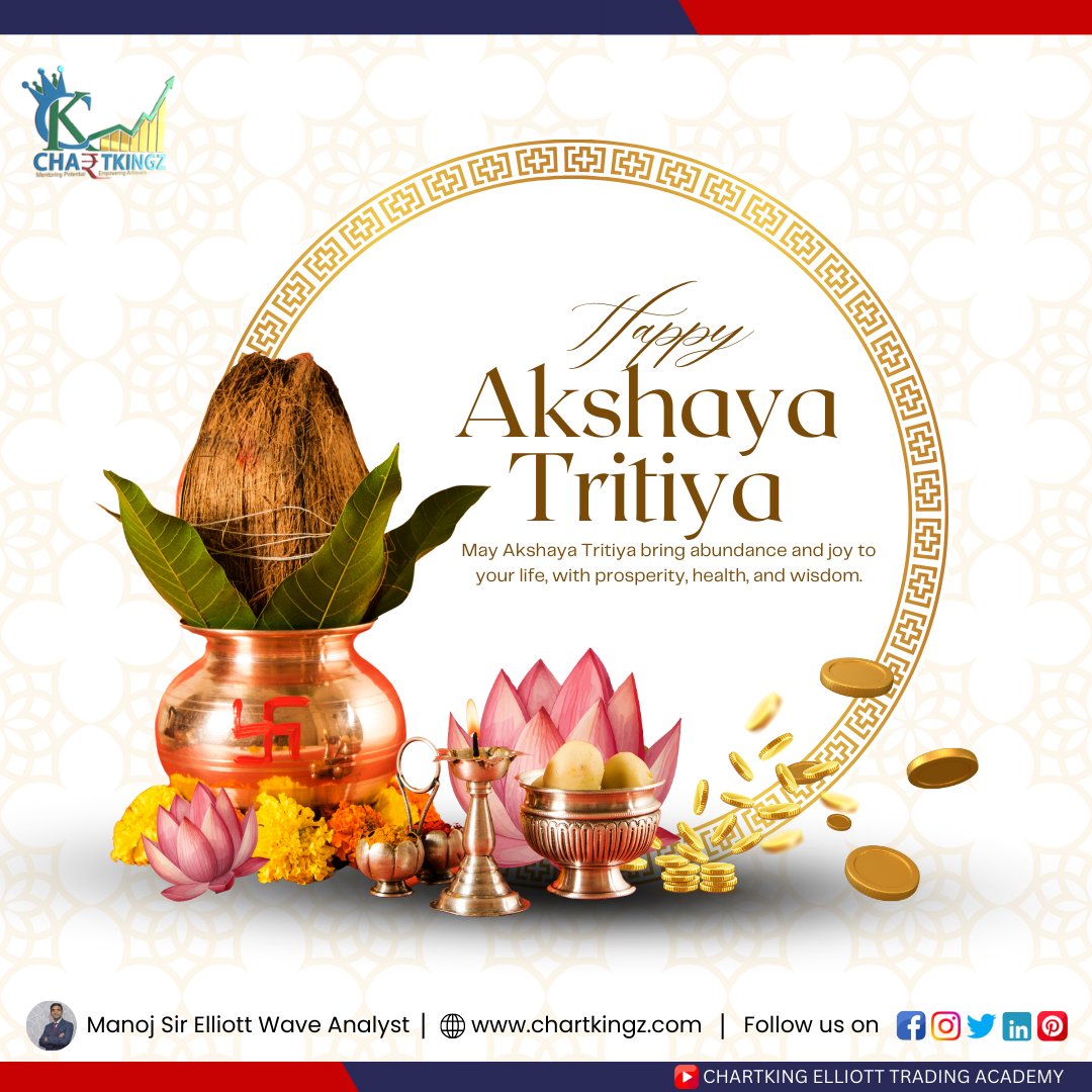 Happy Akshaya Tritiya
May Akshaya Tritiya bring abundance and joy to your life, wiht prosperity, health, and wisdom. 
#AkshayaTritiya #indianfestival #festival2024 #festivalvibes #festivaloflights #chartkingz #DowJones #Sensex #Indegene  #OptionsTrading
