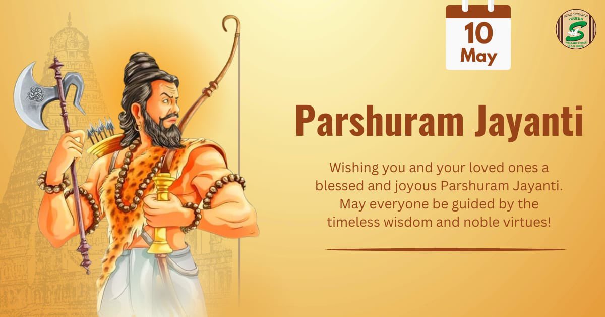 The timeless teachings, noble deeds and the whole life of Lord Parshuram is the epitome of righteousness and valor. Let's get inspiration from it to tread the path of dharma and truth in our lives. Happy #ParshuramJayanti!