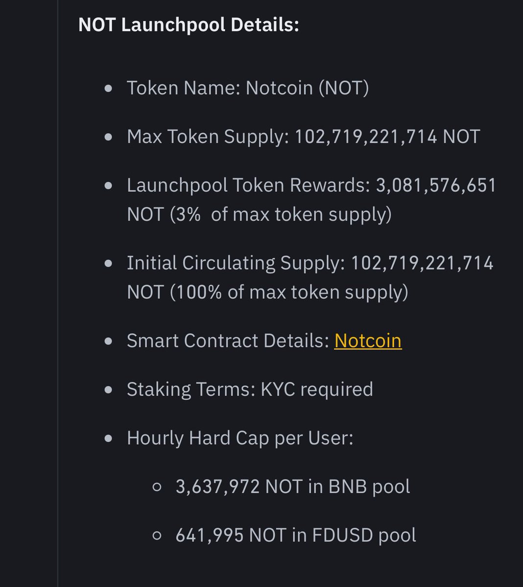 #notcoin list #binance 
- giá $not sẽ như nào ?
+ mc 1B : 1 $not = 0.0097$
+ mc 5B : 1 $not= 0.0486$
+ mc 10B: 1 $not= 0.0973$
==> kèo free này ae kiếm được bao nhiêu ? 
🎉🎉🎉🎉🎉