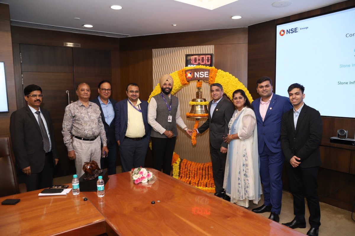 NSEIndia's tweet photo. Congratulations Slone Infosystems Limited on getting listed on NSE Emerge today! The company that provides IT hardware solutions. The public Issue was of Rs. 1,106.00 lakhs at an issue price of Rs. 79 per share.

#NSEIndia #NSEEmerge #IPO #SloneInfosystemsLimited @ashishchauhan https://t.co/FC7N9xEWfV