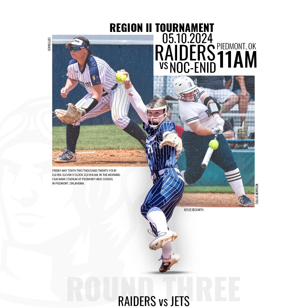 🥎| 𝐎𝐧 𝐭𝐨 𝐭𝐡𝐞 𝐧𝐞𝐱𝐭➡️𝑹𝒐𝒖𝒏𝒅 𝑻𝒉𝒓𝒆𝒆 🆚 Northern Oklahoma College-Enid 📅 Friday, May 10, 2024 ⏰ 11am 🏟 F&M Bank Stadium 📍 Piedmont, OK 🎟️ gofan.co/app/school/OK2… 📊 rb.gy/jkc2x6 💻 rb.gy/eefznf #iamaRAIDER | @RSC_Softball