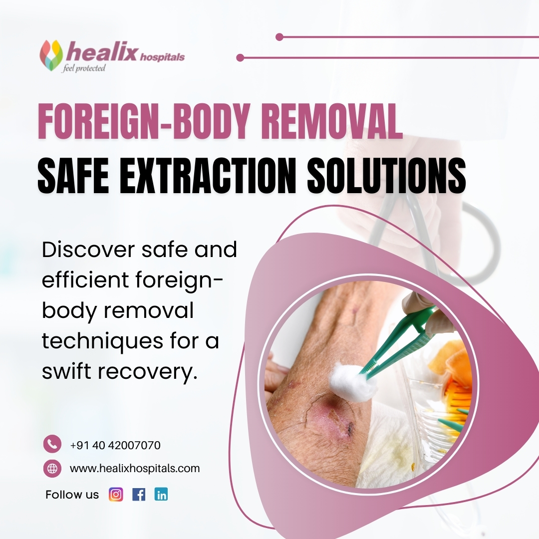 Discover safe and efficient #foreignbodyremoval techniques for a #swiftrecovery. Whether it's ingested or lodged, our expert team ensures precise extraction with minimal discomfort. Trust us for quick resolution and #peaceofmind.

☎️ +91 40-4200-7070

#Healthcare #HealixHospitals