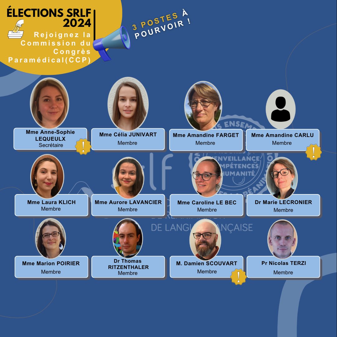 Elections SRLF 2024 : candidatez à la Commission du Congrès Paramédical ! 😀 CV+LM+Formulaire sur 👉 zurl.co/oFB7 Liste de tous les postes à pourvoir : zurl.co/ESgM #SRLF #CongrèsRéanimation #Paramédicaux