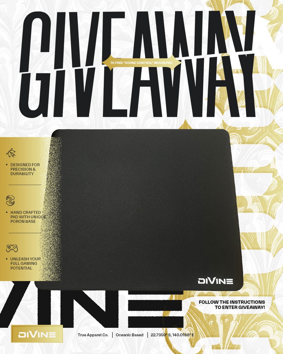 🎉 #GIVEAWAY 🎉

Win 👇
1x Divine Mousepad
1x True Apparel Armsleeve

To enter 👇
👥 Follow: @TrueApparelCo
💙 Like: this post
♻️ Repost: this post
🫂 Tag: 2 friends

#StayTrue | #Divine