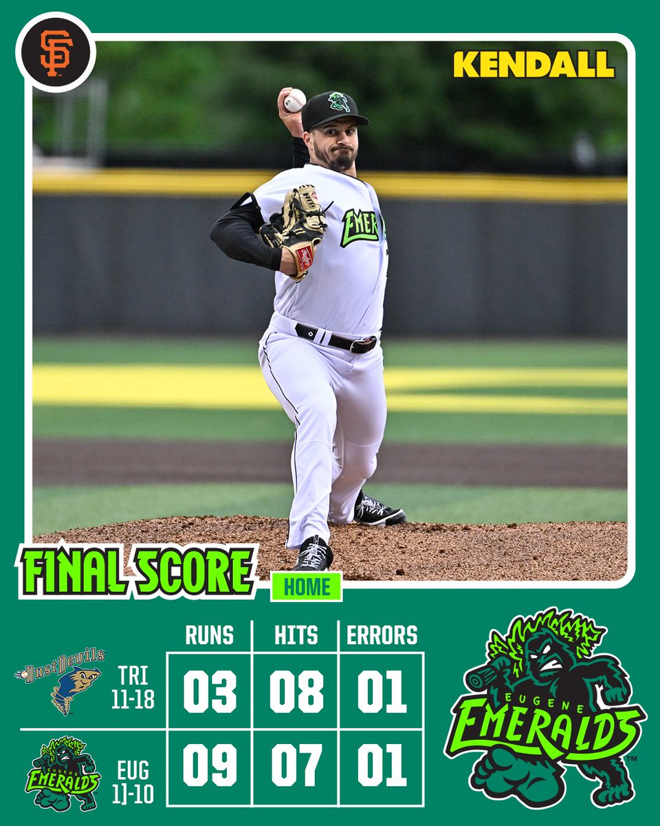 Thursday Night Win ✅ The Emeralds had themselves a NIGHT! The bats came alive to support Lonsway and Cumming's outings tonight, putting up nine runs. We'll see you all tomorrow night for Friday's reversible bucket hat giveaway! #RootedHere