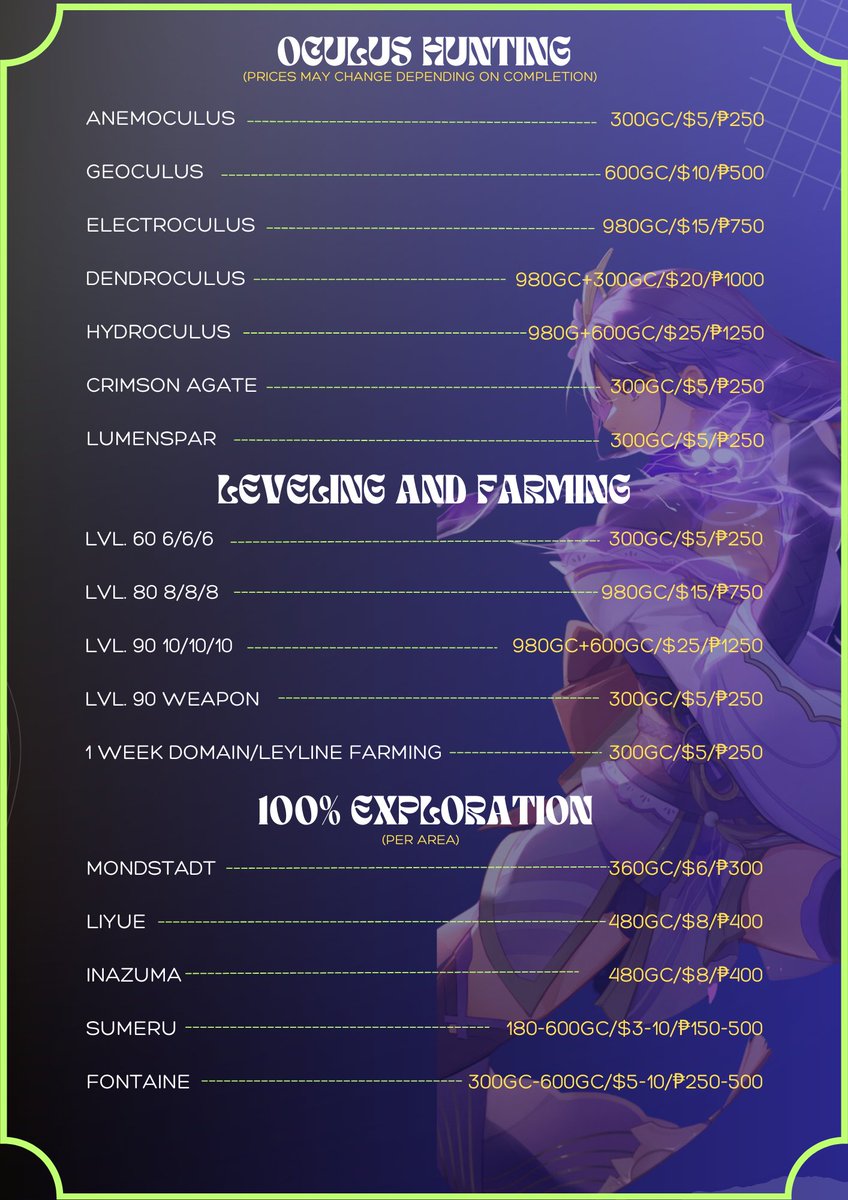 Lucius_Askeladd's tweet image. ✨25% OFF✨

Hiii it's me Askee!! Feeling tired or don't have time to play? Then allow me to be your genshin pilot! Will do my best to take care of your acc! So if ever you're interested or have any inquiries please don't hesitate to DM me! Thankyou!&amp;lt;3

#GenshinImpact #genshintwt