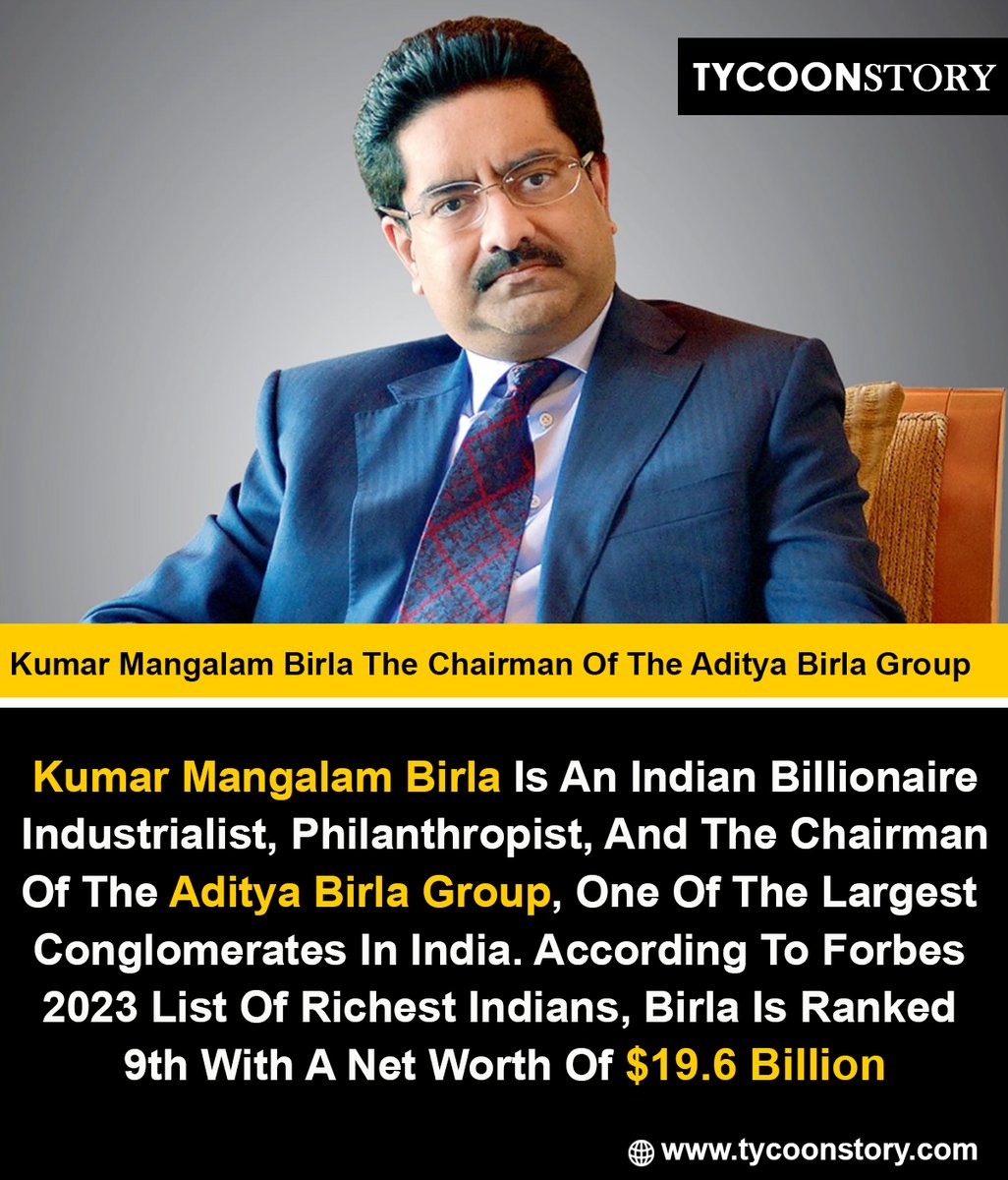 Kumar Mangalam Birla The Chairman Of The Aditya Birla Group  

#KumarMangalamBirla #AdityaBirlaGroup #Chairman #BusinessLeader #Industry #Leadership #VisionaryLeader #BirlaLegacy #Innovation #BusinessMogul #Philanthropy #Inspiration 
@AdityaBirlaGrp 

tycoonstory.com