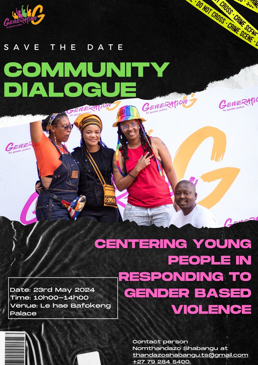 Join us | In the last week of May, we will be hosting community dialogues in Tembisa and Orange farm focused on centring young people in responding to Gender based violence. #GenerationGSA #Generation_G #Wearevoting