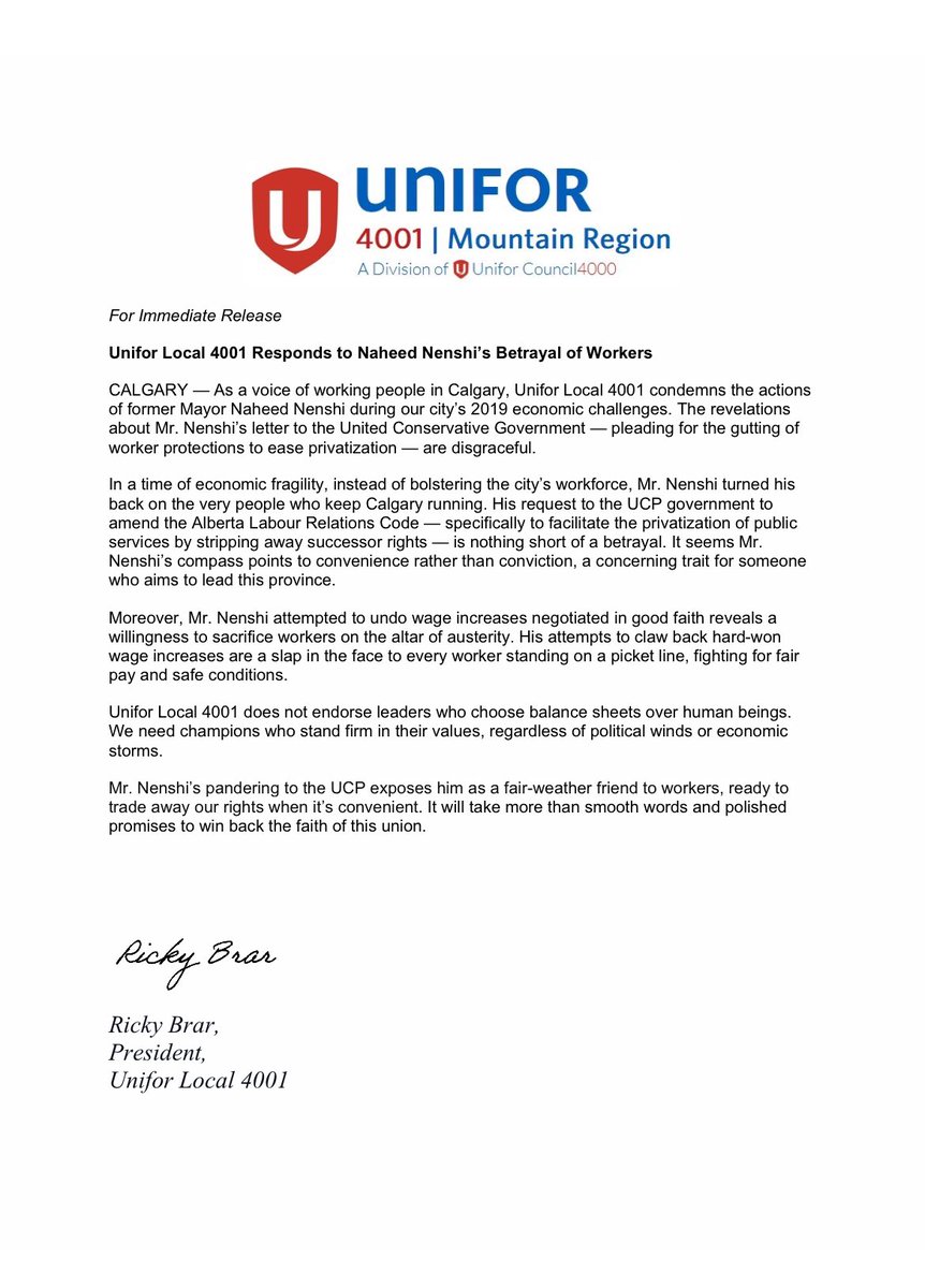 AlbertansFirst's tweet photo. So, @nenshi claims of being forced to sign letter by @cityofcalgary Council just got blown up as a big fat lie!

He voted in favour of the union busting attempt.

@albertaNDP led by a dude w history of Anti-Union s/b fun to watch.

He's never been &amp; never will be worker friendly! https://t.co/H0XJfye4Zj