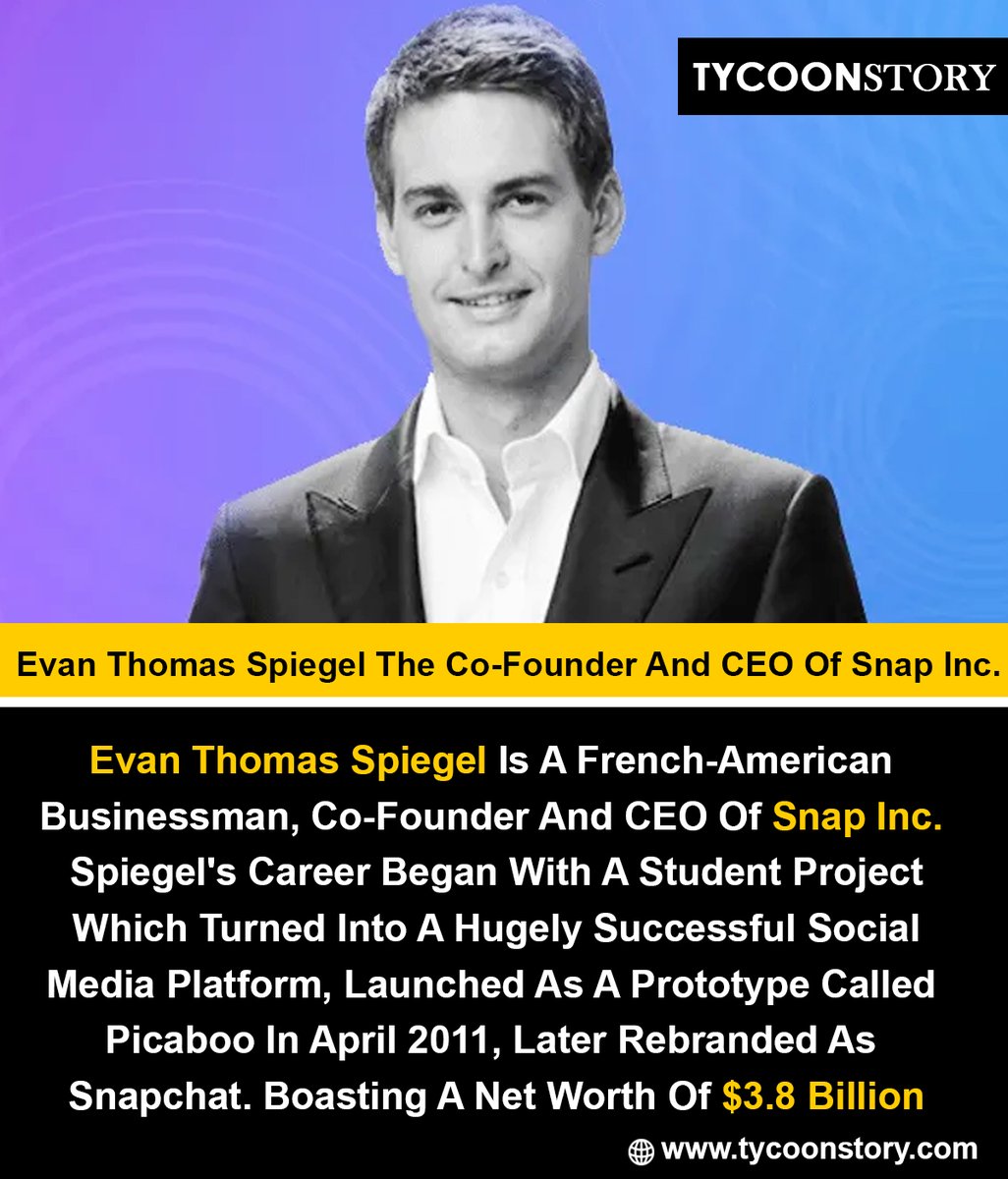 Evan Thomas Spiegel The Co-Founder And CEO Of Snap Inc.

#EvanSpiegel #SnapInc #CEO #TechInnovator #Snapchat #Entrepreneur #DigitalVisionary #StartupFounder #TechLeader #Innovation #SocialMedia #DigitalMarketing @Snap 

tycoonstory.com
