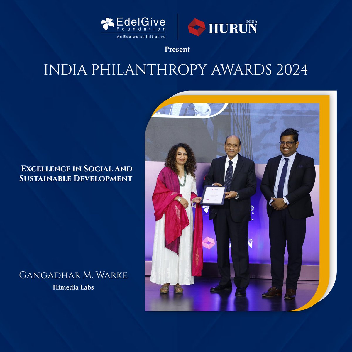 Gangadhar M. Warke, Himedia Labs receiving the Excellence in Social and Sustainable Development. #IndiaPhilanthropyAwards2024 #PhilanthropyIndia #GivingBackIndia #CelebrateGiving #IndiaGives #IPALive #HonoringHeroes #SocialImpactIndia