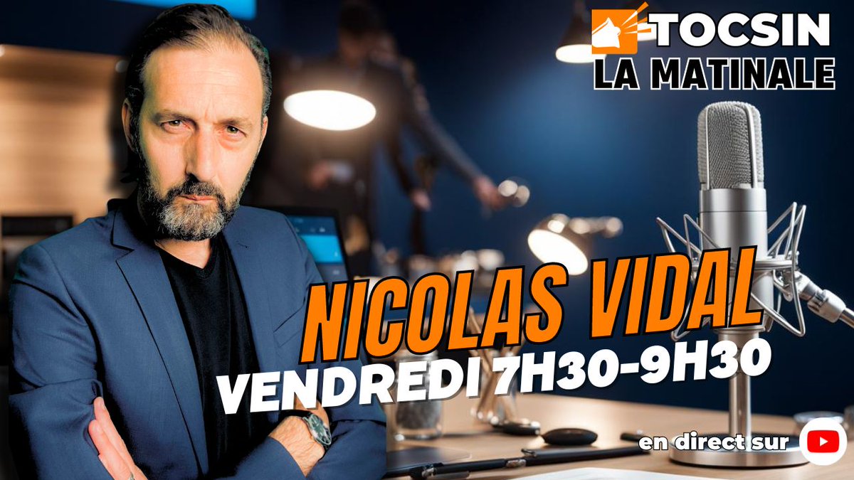 À 7H30 soyez prêts ! Une nouvelle matinale @Tocsin_Media explosive dans laquelle je recevrai @michelmaffesoli sur le règne de la violence, une interview incandescente du @le_jarl qui balancera aussi des exclus et le grand entretien de @MichelJeanDomi1 sur le totalitarisme et la