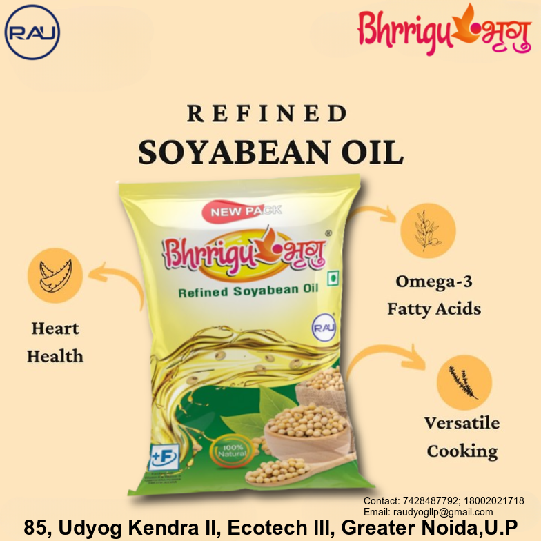 Soyabean oil is a vegetable oil extracted from the seeds of the soyabean. It is one of the most widely consumed cooking oils and the second most consumed vegetable oil.For Order & Query Contact-7428487792,18002021718. Email-raudyogllp@gmail.com
