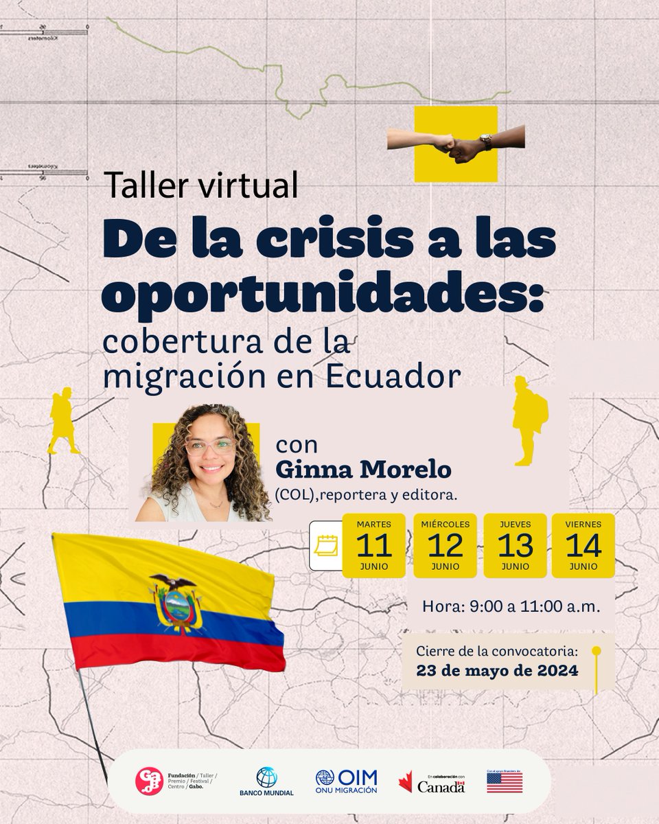 🙌🏽¡Periodista en Ecuador 🇪🇨, estamos preparando para ti un taller excepcional con @ginnamorelo! 🤓El programa incluye discusiones en grupo, análisis de casos y ejercicios colaborativos, enfocados en el tema migratorio. Postúlate aquí ➡️bit.ly/3w7PWhz