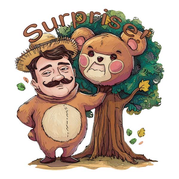 Surprise Bear Costume In The Woods Sticker shop.laidigarts.com/products/surpr… I couldn't help myself #BearOrMan #manorbear