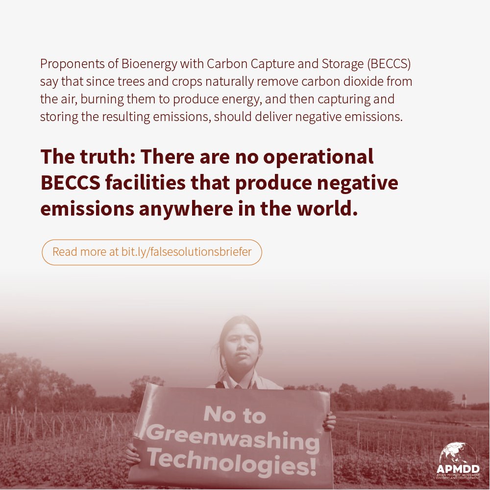 Bioenergy with Carbon Capture and Storage (#BECCS) requires massive lands - lands that Asia can't afford to lose to disproven technologies.

Asian gov'ts, heed the evidence: There are 0️⃣ BECCS facilities that produce negative emissions anywhere in the world. #NoToFalseSolutions!