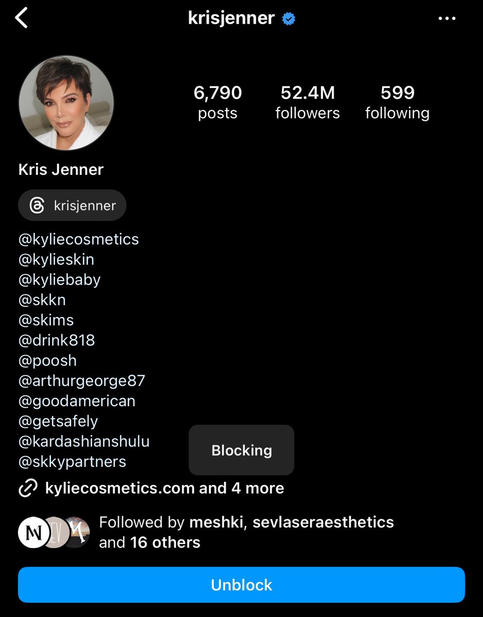 Luckily @KrisJenner has all her kids businesses just lined up so you don't have to search them all to block 🥰 #blockout2024