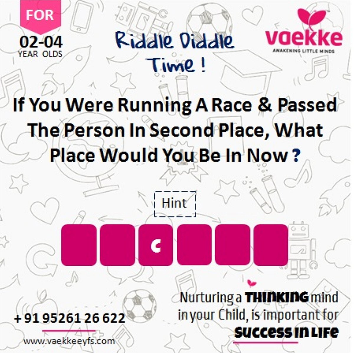 VaekkeEYFS's tweet image. RIDDLE DIDDLE TIME 

Unravel mysteries &amp;amp; tickle your Child's brain with fun challenges! 

Nurture the skill of Thinking, in your Child at a Foundation Level with Vaekke activities. 

#RiddleDiddleTime #Vaekkeeyfs #DeviceFreePresschoolProgram #PreparingForKindergarten #EYFS