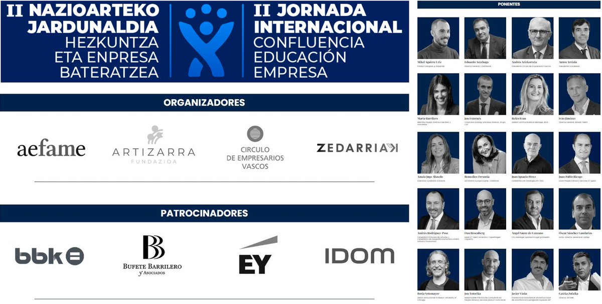 Jornada Confluencia Educación-Empresa, 20 de Mayo, Museo Guggenheim.
Puedes inscribirte en
confluenciaeducacionempresa.com