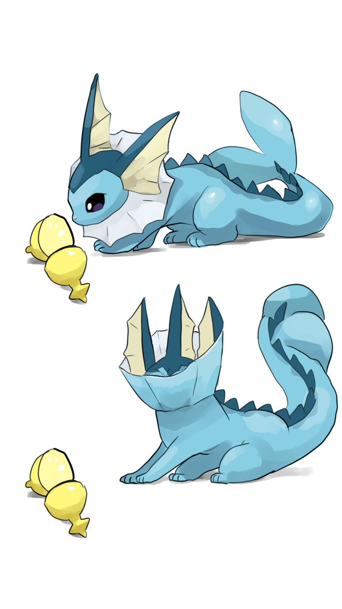 vaporeon simple background white background tail full body lying pokemon (creature) no humans  illustration images