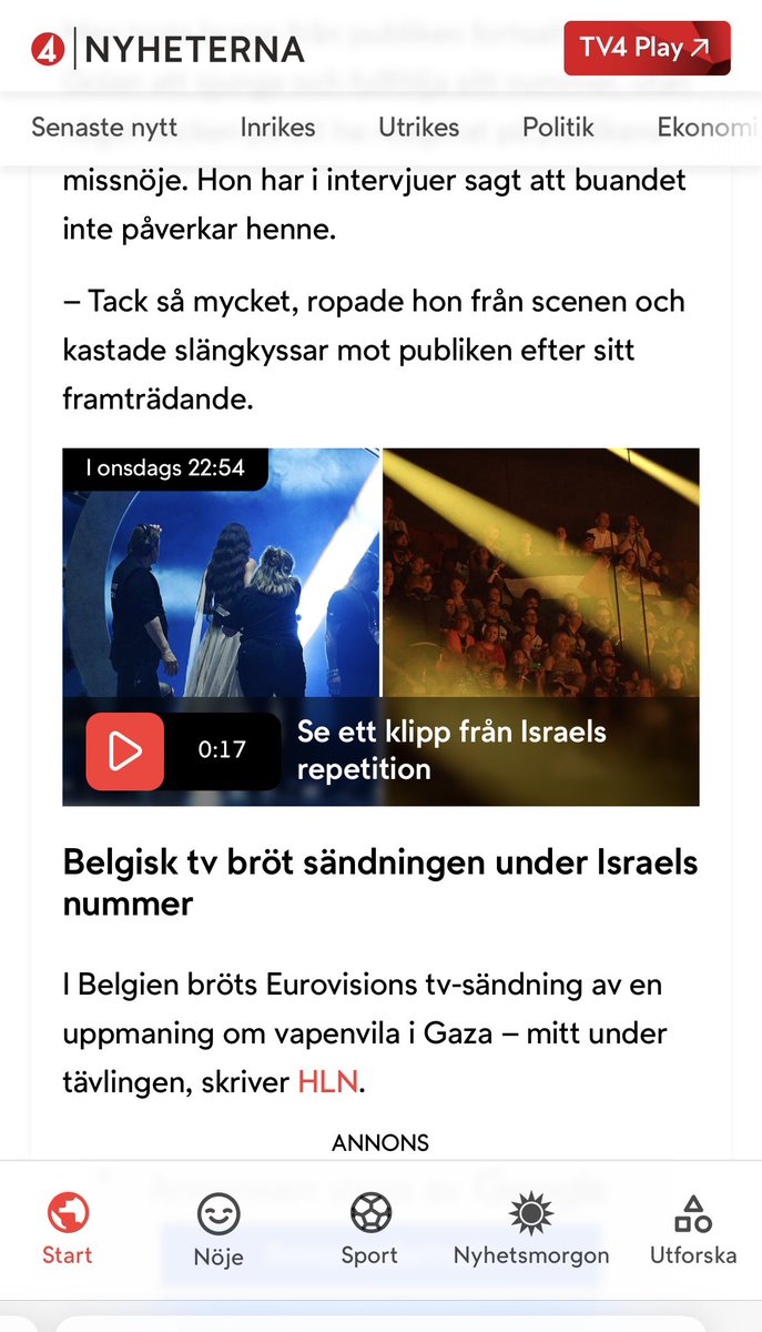 Är detta desinformation @emilhellerud? 

Det står att TV-sändningen i Belgien avbröts under Israels nummer, gjorde den verkligen det eller ligger det ett troll begravet här?