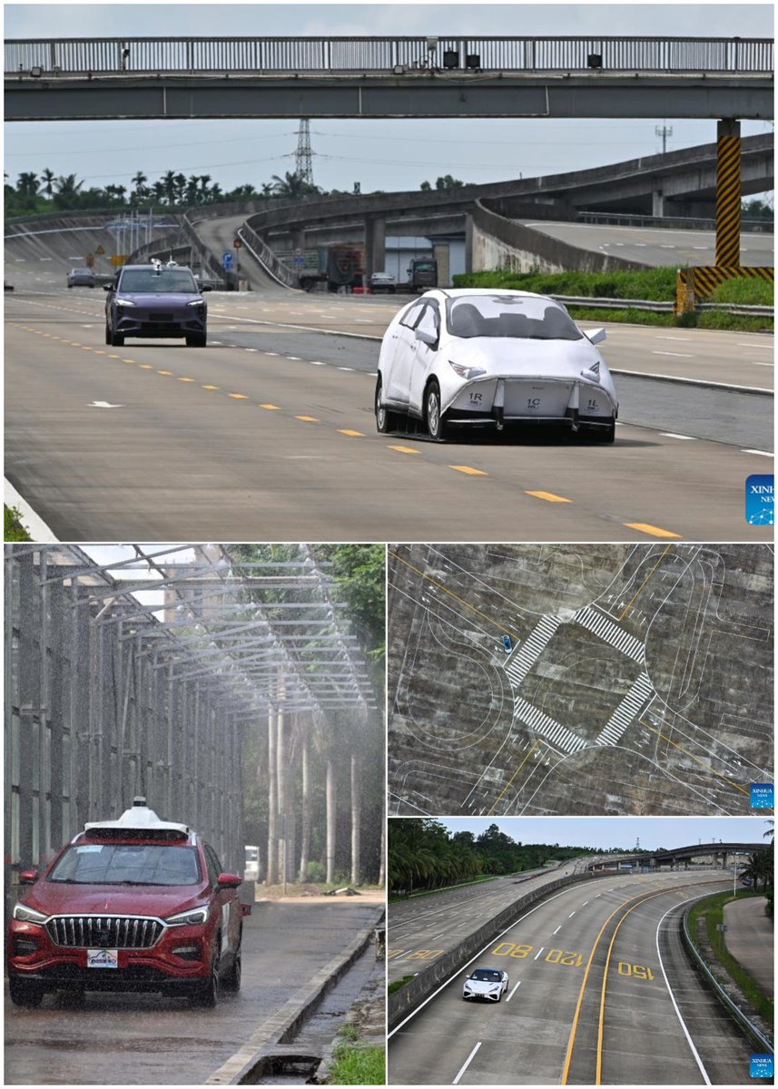 Cars are being tested for self-driving in Qionghai, south China's Hainan Province, May 8, 2024. The earliest automobile test site in China is in Qionghai City. Every year, hundreds of cars are transported here to be tested before hitting the market. @ThisisHainanGov