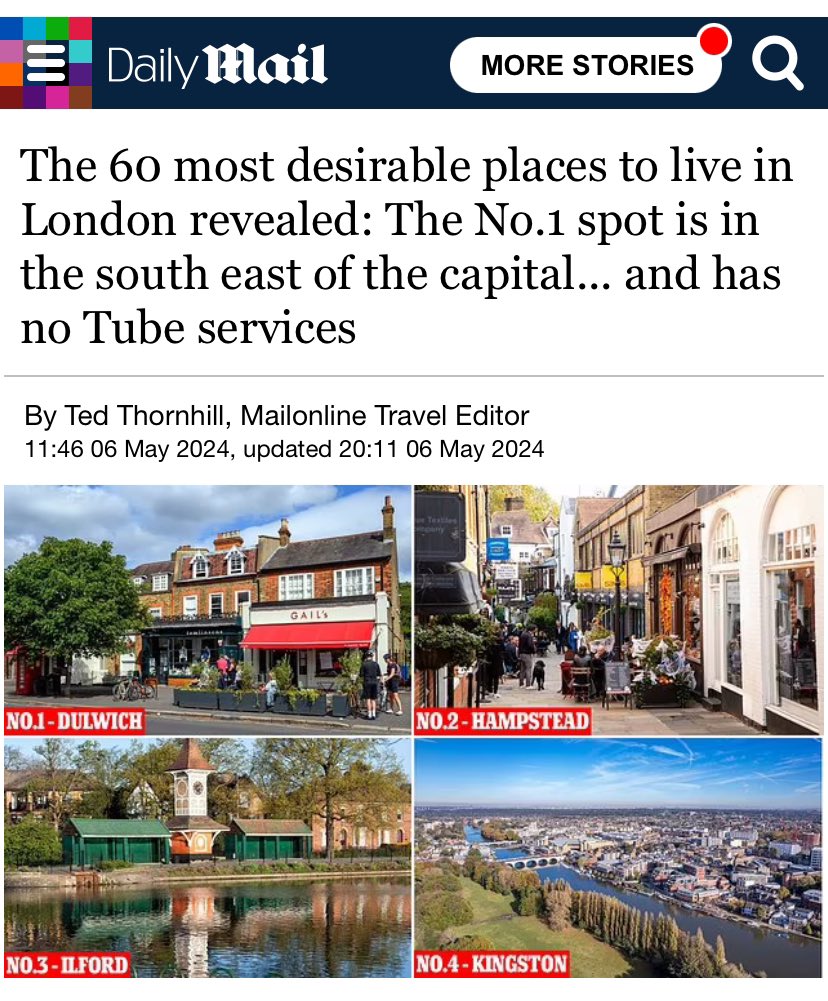 “The 60 most desirable places to live in #London revealed” via @MailOnline And #Woolwich is… 12th! Well above established places such as #Wimbledon and #Walthamstow! dailymail.co.uk/travel/article… #WoolwichUponThames #WoolwichRiverside #ElizabethLine #RoyalArsenal @foxtons
