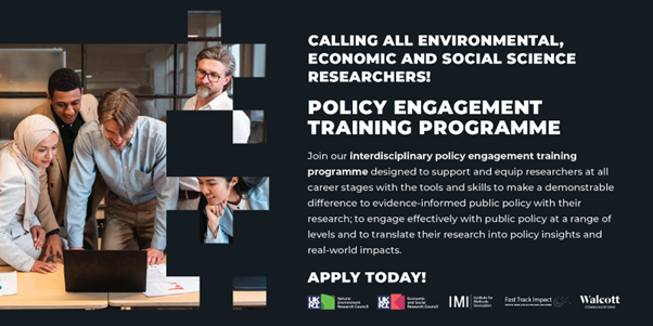 📢Discover how to make your research resonate in public policy! Apply to join our interdisciplinary training programme for impactful, evidence-informed policy engagement. The virtual or in-person training for UK researchers is offered at no cost on behalf of @NERCscience and