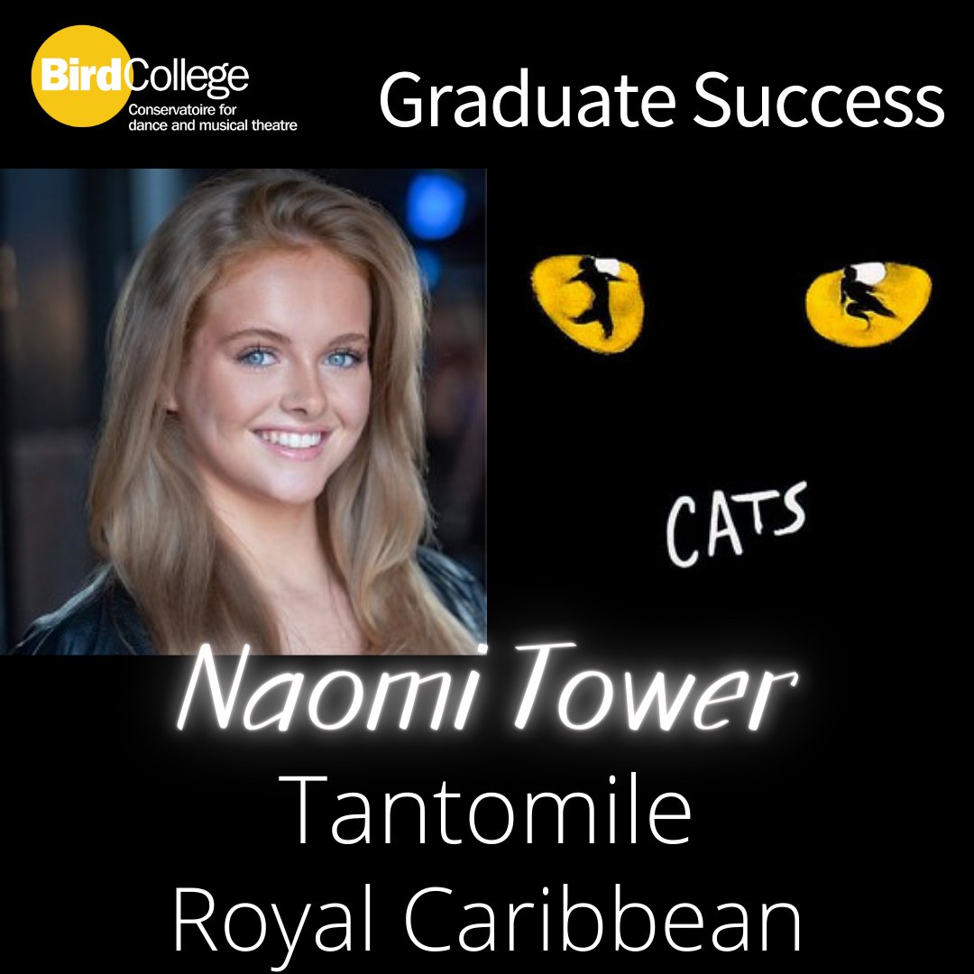 Congratulations to Bird graduate @_naomitower who will be making her professional debut as Tantomile in the Royal Caribbean production of CATS! ✨️ #proud #whereperformancecounts #graduatesuccess