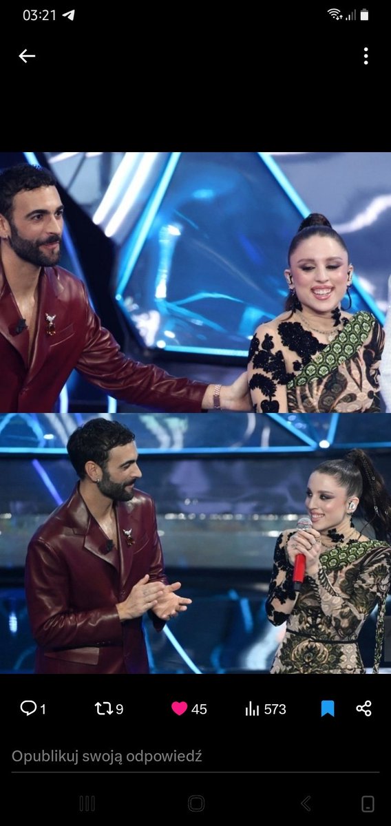 I love the way he looks at Angelina: with respect, pride, like a loving older brother who has followed a similar path❤️.

#MarcoMengoni 
#AngelinaMango 
#Sanremo2024